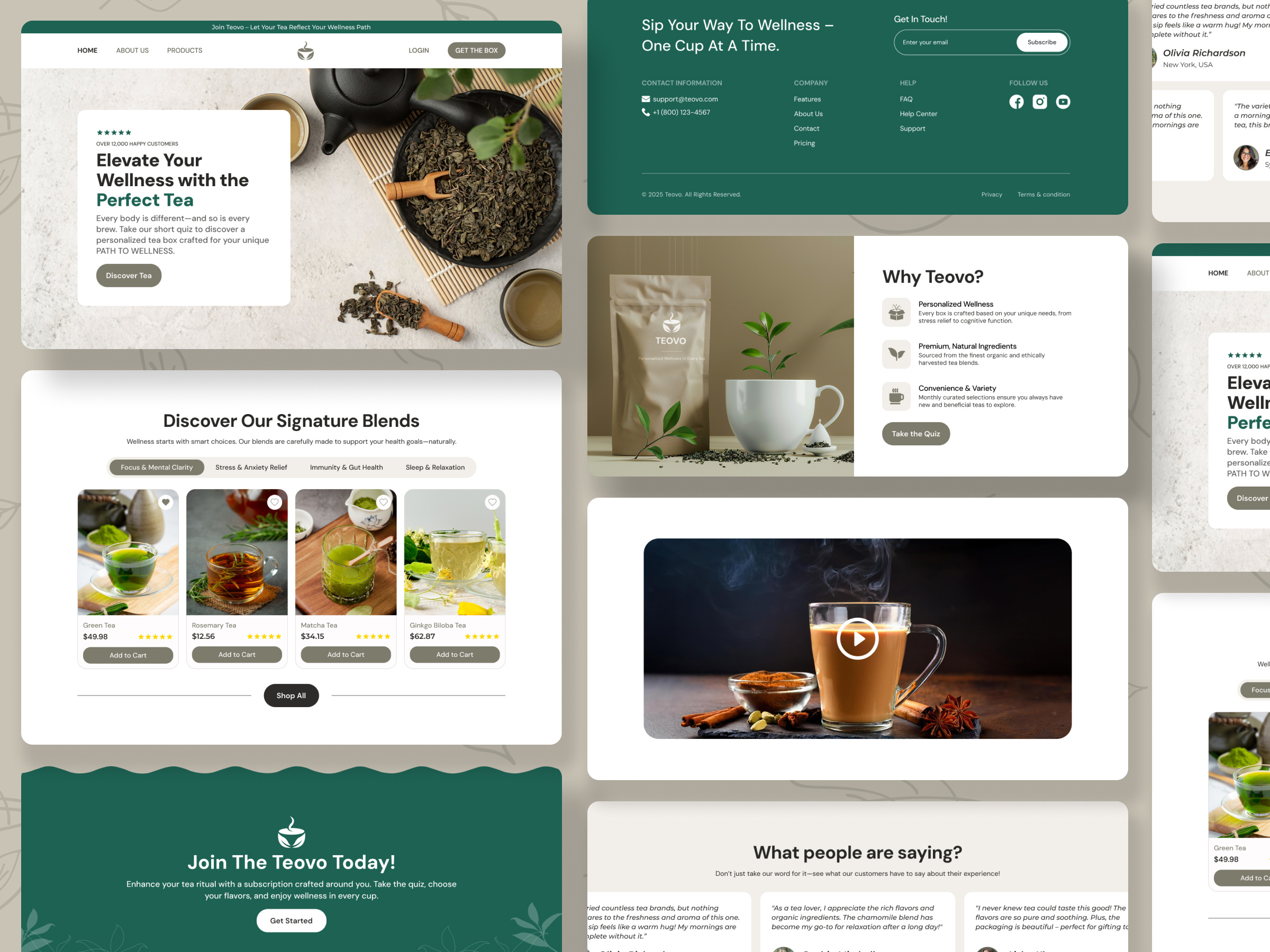 Teovo - Tea Products Landing Page design flavours landing page personalization product design tea tea website design teabrand ui design ui ux web design website website design wellness products