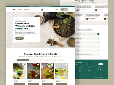 Teovo - Tea Products Landing Page design flavours landing page personalization product design tea tea website design teabrand ui design ui ux web design website website design wellness products