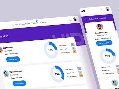 Onboarding - Progress clean dashboard creative website design dashboard employee onboarding platform mobile design mobile responsive design onboarding onboarding app onboarding mobile onboarding web uiroll uiux web app design website design