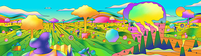 Eco-Anxiety - Science Focus affinity designer artwork bright color colour earth editorial environment graphic green illustration illustrator industrial landscape plants psychedelic retro smoke vector vibrant