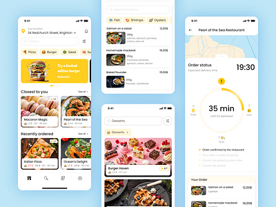 Smart Food Delivery App — UI/UX Design appdesig courierap deliveryapp ecommerce foodapp fooddelivery interfacedesign mobileapp ordertracking productdesign ui uiux ux