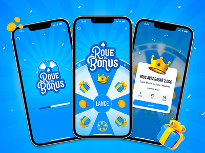 Bonus Wheel Mobile Game app design ui bonus wheel fortune wheel gambling game design mobile ui ui design ux design