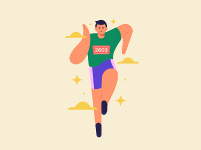 Runner app athlete branding character illustration olympics runner sports ui vector