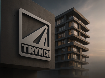 Trynch 3d 3d mockup branding construction logo design grafiko labs graphic design industrial branding industrial logo logo logo design logo mockup minimal minimal logo mockup modern logo premium brand premium mockup realistic mockup simple logo