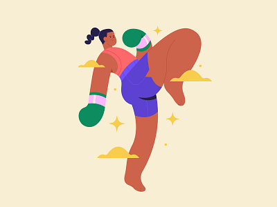 Boxing app athlete boxing branding character girl illustration sports ui vector woman