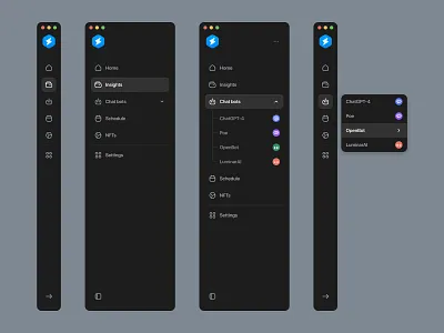 Sidebar States minimal sidebar ui design