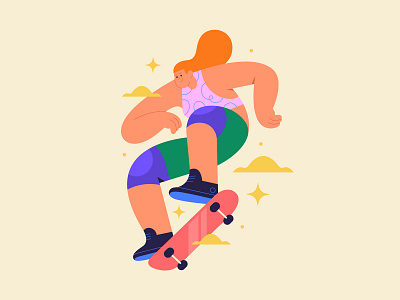 Skater app athlete branding character girl illustration skater sports vector woman