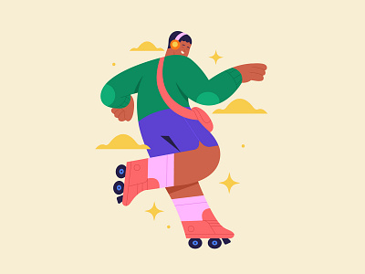 Rollerblading app boy branding character illustration man rollerblading sports ui vector