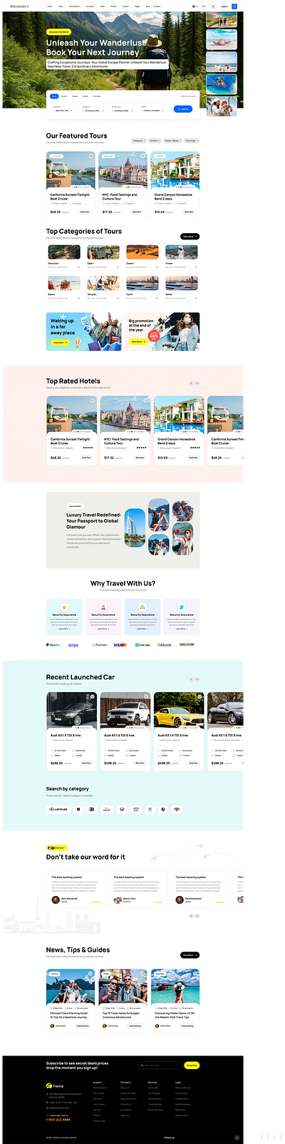 Wanderly – Clean UX for Seamless Travel Booking experience travel ui ux