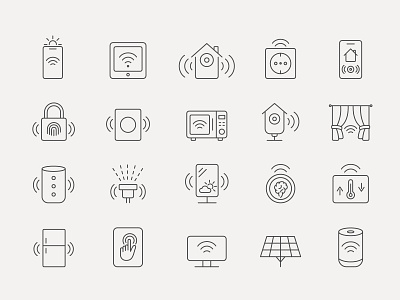 Smart Home Line Icon Set - 20 Minimal Vector Symbols app editable stroke flat home automation icon design icon set iconography icons illustration iot devices line minimalist mobile app ui outline smart home tech ui