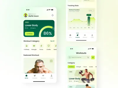 Fitness Application - Gym App Ui Design android calories app design diet application fitness app fitness app onboarding fitness club fitness tracker fitness trainer fitness trainer app gym app gym app ui design mobile app mobile app design product design ui ui design uiux weight loss app workout application
