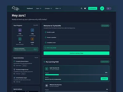 TryHackMe Redesign cyber cyber security dashboard hacker redesign security ui ux