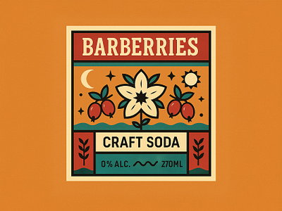 Vintage Barberries Craft Soda Label Design geometric design
