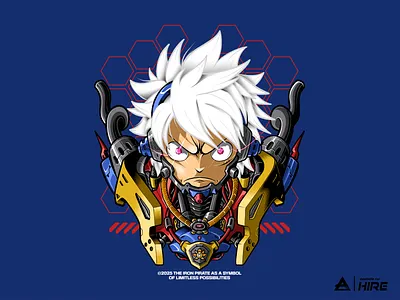 Iron Pirate anime character design digital artwork digital illustration fanart futuristic illustration mecha merchandise pirate scifi tshirt design