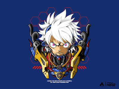 Iron Pirate anime character design digital artwork digital illustration fanart futuristic illustration mecha merchandise pirate scifi tshirt design