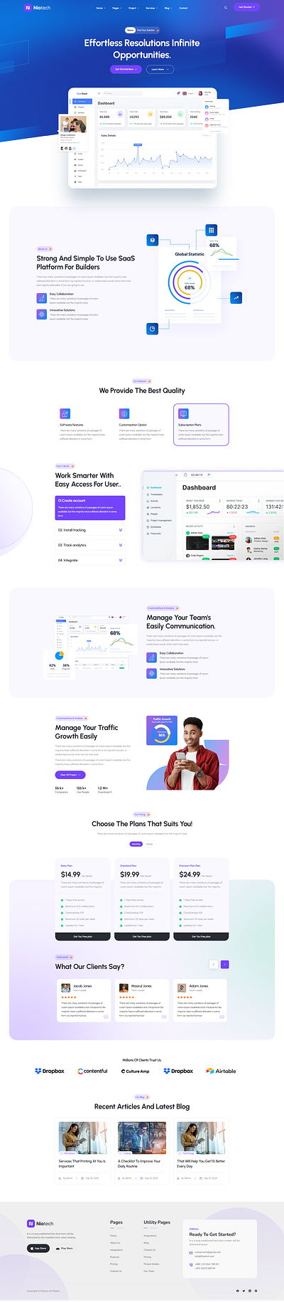 Niotech - Saas & App Landing Page ReactJs Template