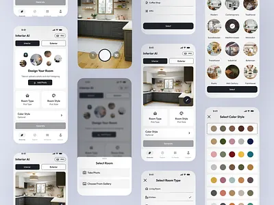 AI Room Design App ai ai app ai room design colors exterior graphic design interior kitchen living room mobile app redesign room style ui ux