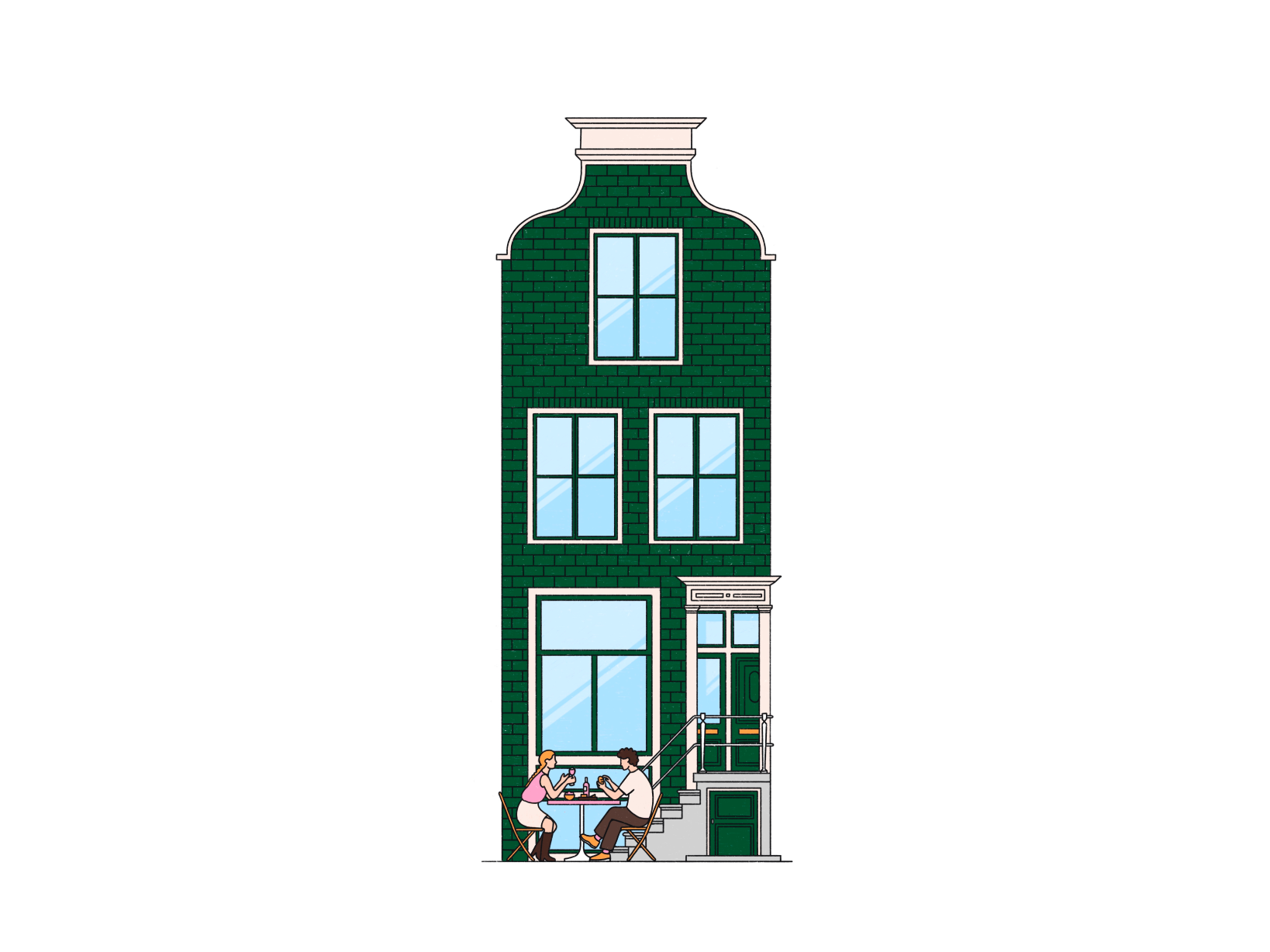 Amsterdam Summer Dinners 9 streets amsterdam brick house canal house couple dinner europe grachten jordaan sidewalk summer