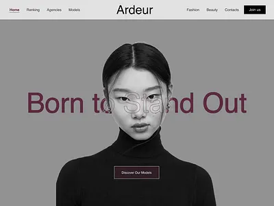 Model agency Landing Page ardeur branding button design figma hero section illustration landing page lazare luxury model model agency website modern nav ui uiux ux website