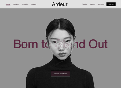 Model agency Landing Page ardeur branding button design figma hero section illustration landing page lazare luxury model model agency website modern nav ui uiux ux website