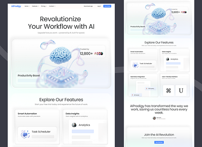 AI LandingPage – Clean Glass UI blur branding creative design design glass glassmorphism gradient greatdesign illustration minimal minimalism trend ui uiuxdesign ux viral webdesign