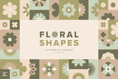 Floral Vector Shapes – 24 Botanicals floral geometric graphic design illustration studio colectivo