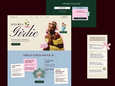 Collage-Style Landing Page for Online Lecture collage style feminine design landing page design mobile adaptation ui ui design ux ui design web design webdesign
