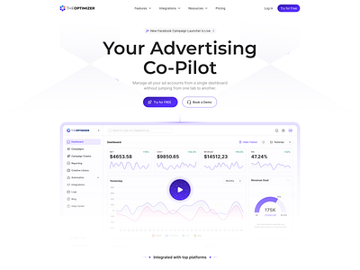 SaaS Web Design - TheOptimizer cleanui dashboard designinspiration figma interactiondesign interface landingpage minimal modern productdesign responsive saas saasdesign ui uidesign userinterface ux uxdesign webapp webdesign