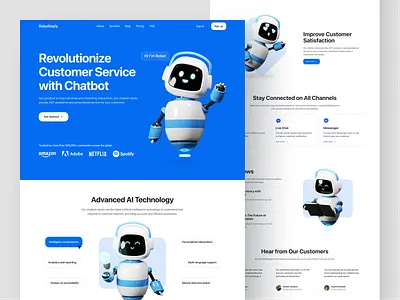 RoboReply - Chatbot Landing Page ai artificial bot chat chatbot chatgpt communication conversation digital interface landing modern online technology ui web website