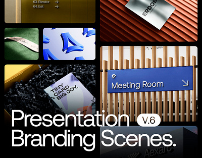 Presentation Branding Scenes - V6 3d brand branding clean design graphic design logo logo mockup minimalist mockup modern presentation psd scenes v6