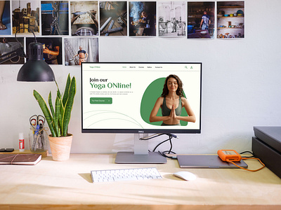 Landing Page for Online Yoga classes cleandesign figmadesign greenaesthetic landingpag onlinecourses ui uiuxdesign uxinspiration webdesign wellnessux