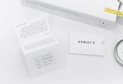 Sprout Care Card 3d printing branding custom jewelry design identity neenah paper packaging photography print soft touch typography