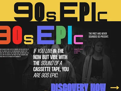 Hero Section - 90s Epic 90s art directed branding design editorial design graphic design hero section illustration music music culture ui user interface web design