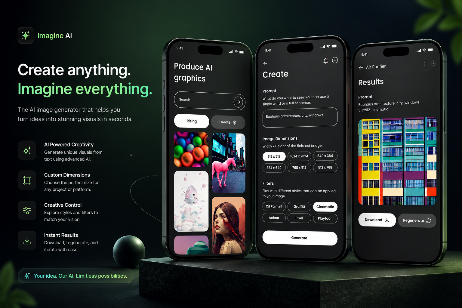 AI Image Generator — Creative Generation Experience ai ai app ai generator daily 100 challenge dailyui dailyuichallenge design ui ui design uidesign
