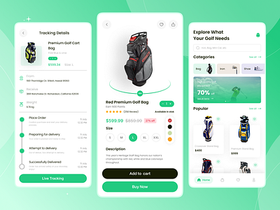 Golf E-Commerce App UI app ui application apps business dashboard e commerce golf landing page pga product design startups ui user experience user interface ux web design web ui website