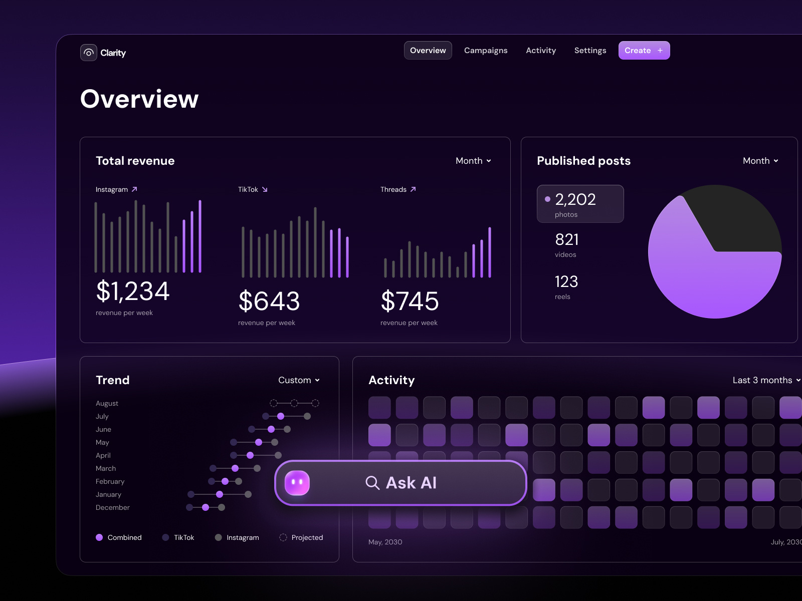 AI Taskbar abstract ai assistant bottom dashboard futuristic modal search taskbar