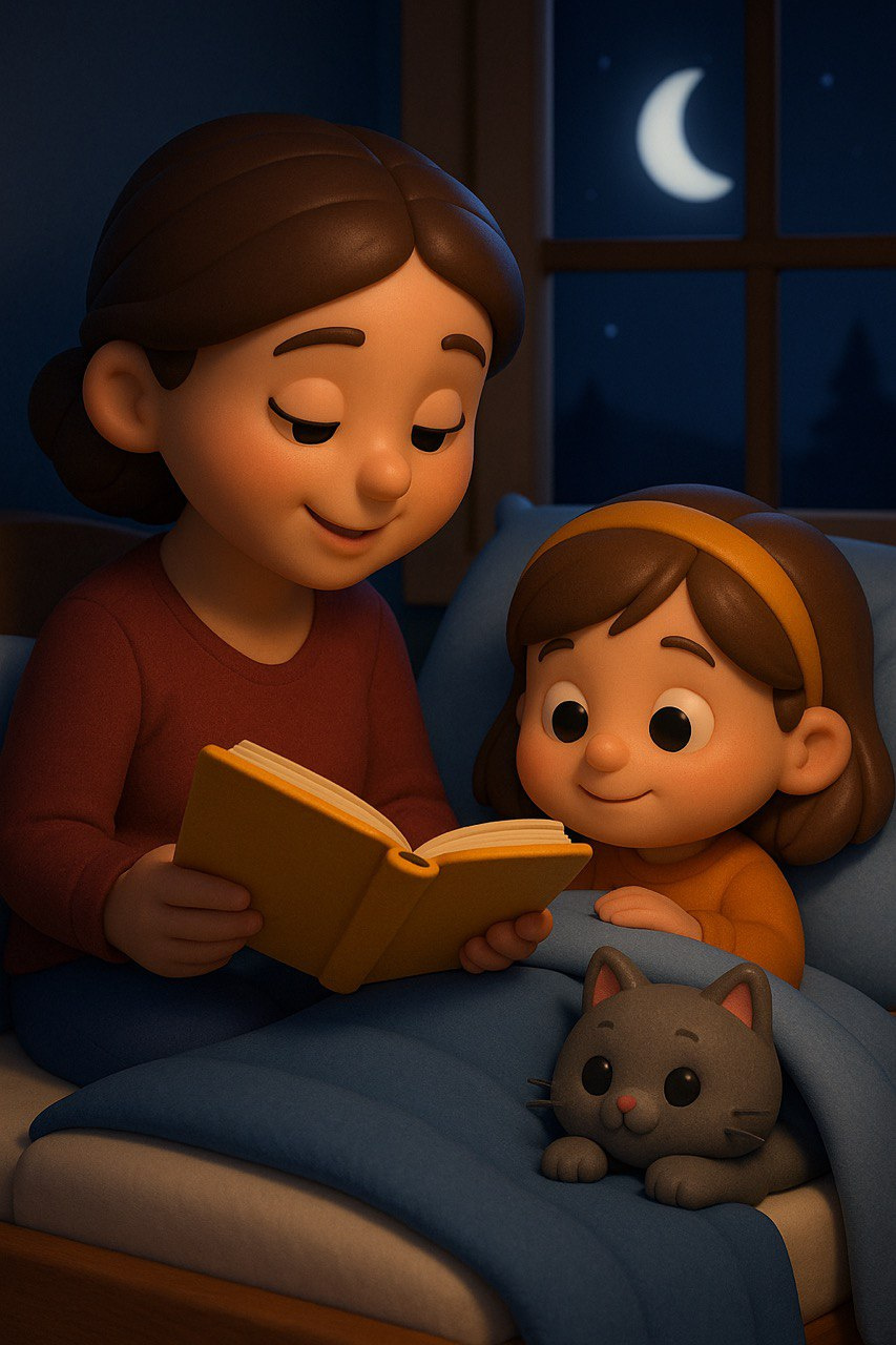 Mommy reads night story for the Girl 3d illustration 3d poster book illustrator children book graphic design illustration kids book poster design
