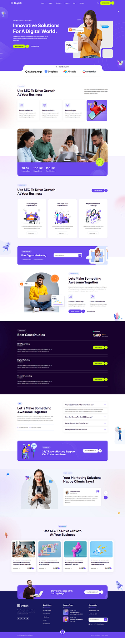 Digtek - Digital Marketing Agency React NextJS Template startup