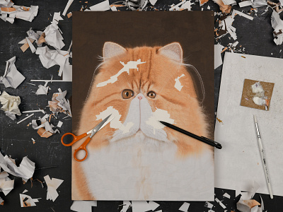 Clawdia, studio cat cats ears eyes portrait studio wip work in progress