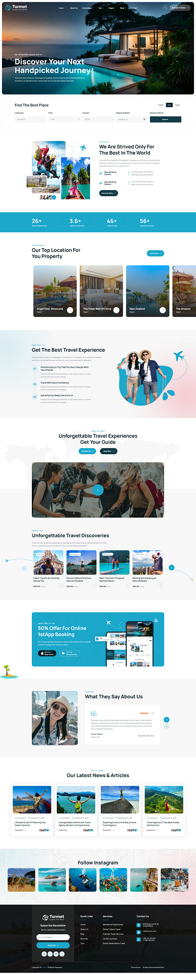 Turmet - Travel & Tour Agency React NextJS Template vacation