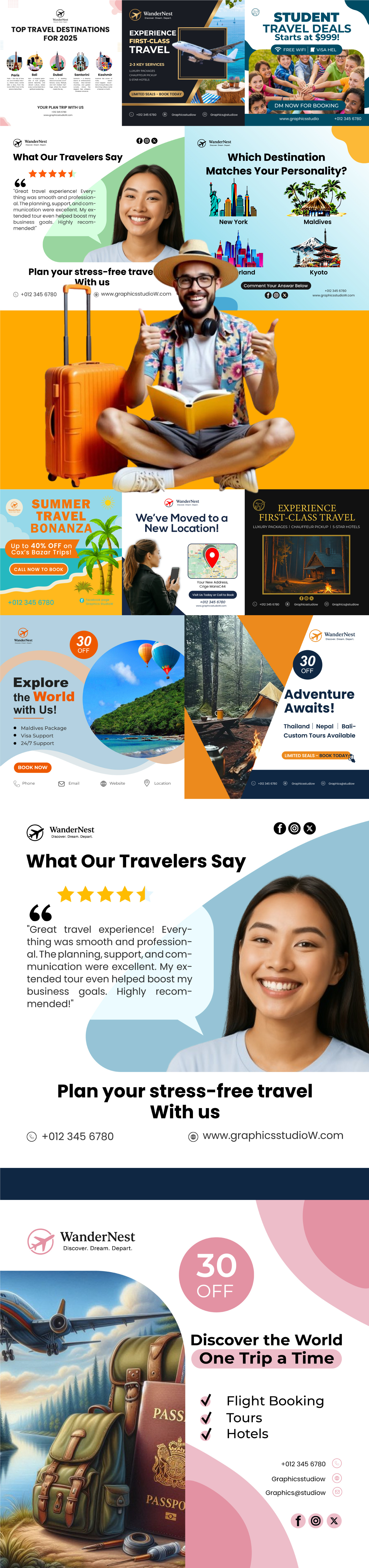 Minimalist Travel Ads – Bold & Engaging Social Media Designs banner design branding business corporate creative creative direction design digital marketing graphic design holiday post design illustration modern travel ad social media design tourism campaign tourism design travel ad travel agency travel post ui vacation poster