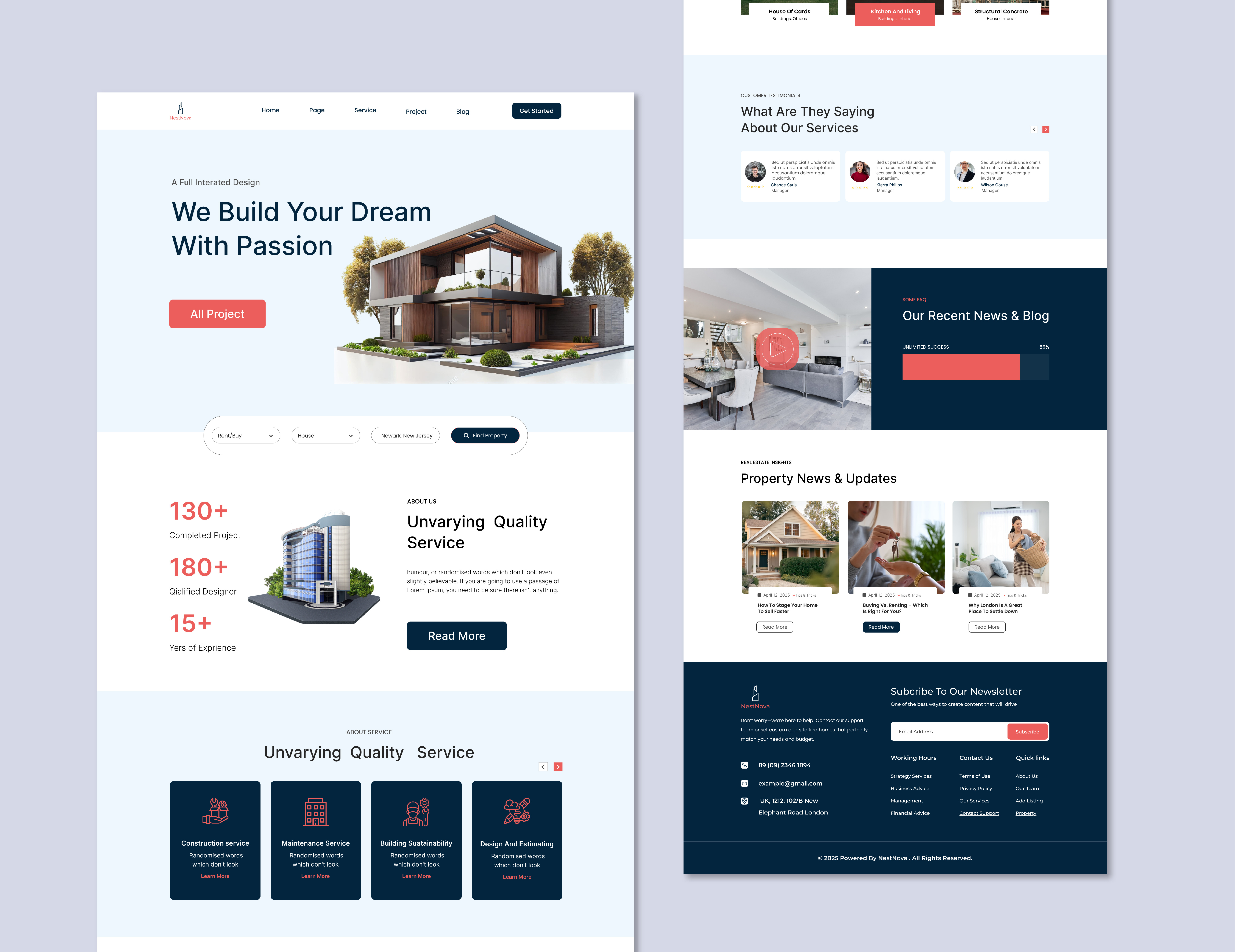 NestNova Real Estate Landing Page Design 3d animation app ui branding brochure flyer graphic design graphics design illustration landing page mobile ui motion graphics profile template real estat ui uiux