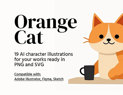 FREE Orange Cat Illustrations by Artifisio branding design free graphic design illustration png svg vector
