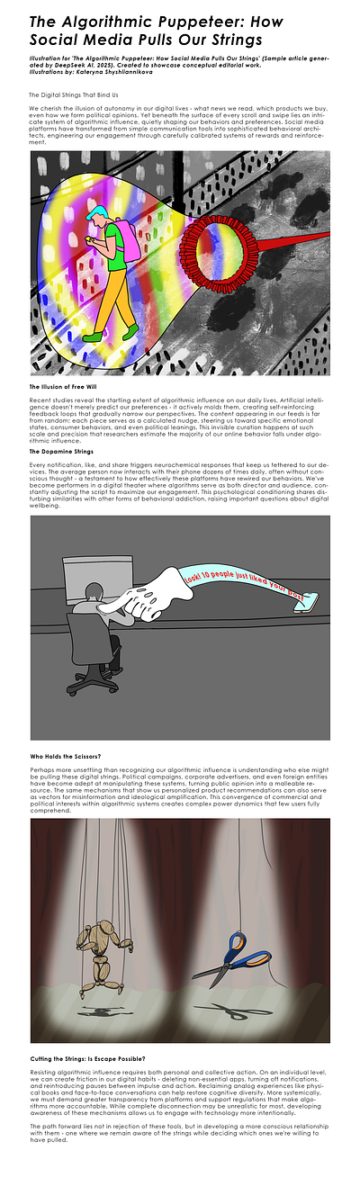 Illustrated portfolio article about modern society 2d art editorial design editorial illustration illustrated article illustration illustrations
