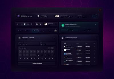 Meeting Schedule Dashboard UI agency appointment calendar calendly component dark mode dashboard meeting meeting schedule minimalist schedule ui design ux research web design