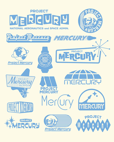 Mercury Doodles badge design illustration logo mercury moon nasa patch project mercury retro vintage