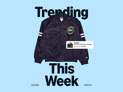 Product Spotlight Branding apparel design brand promotion branding callout design digital product ecommerce design ecommerce showcase fashion identity featured product hero section jacket promo marketing product branding product spotlight retail branding seasonal launch trend visual typography visual hierarchy