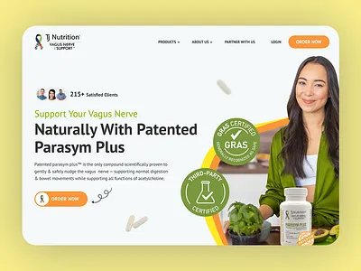 E-commerce Web Design Concept for T.J Nutrition artificial flavors concept design control your health digestive discomfort graphic design gras certified health issues healthy products ingredients landing page design low energy nerve support nervous system nutrition nutrition shopify store supplements ui vagus website design wellness