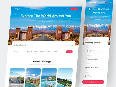 Kluyuran - Travel Website & Responsive booking clean clear design explore journey landingpage reservation tourism travel travel web travel website traveling travelling travelling website trip trip plan ui ux website