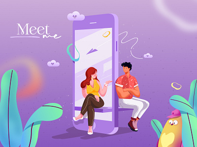 Meet me, Dating app app design app splash branding charecter design design graphic design illustration logo typography ui